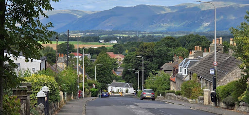 View of the village with Ochils in background